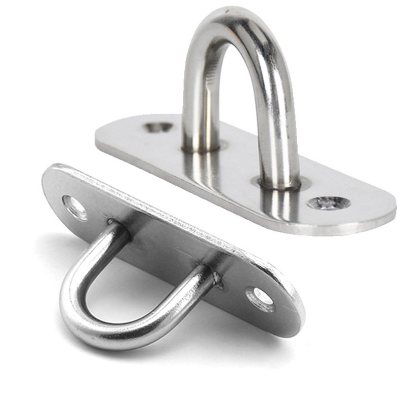 Lind Kitchen 2-Pack M5 Ceiling & Wall Mount Hanging Hardware Fitting Set 304 Stainless Steel Heavy Duty Strip Pad Eye Hook Plate + Snap Hook for Yoga Hammock Swing Marine Boat Application - Image 5